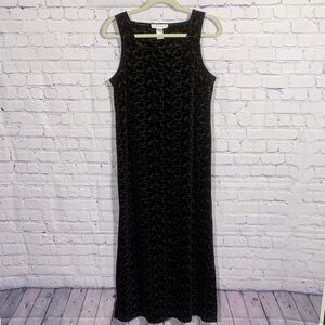 Claudia D. Womens VTG Velvet Embroidered Maxi Jumper Overall Dress Black M